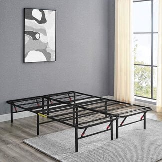 Basics Foldable Metal Platform Bed Frame with Tool Free Setup, 14 Inches High, King, Black