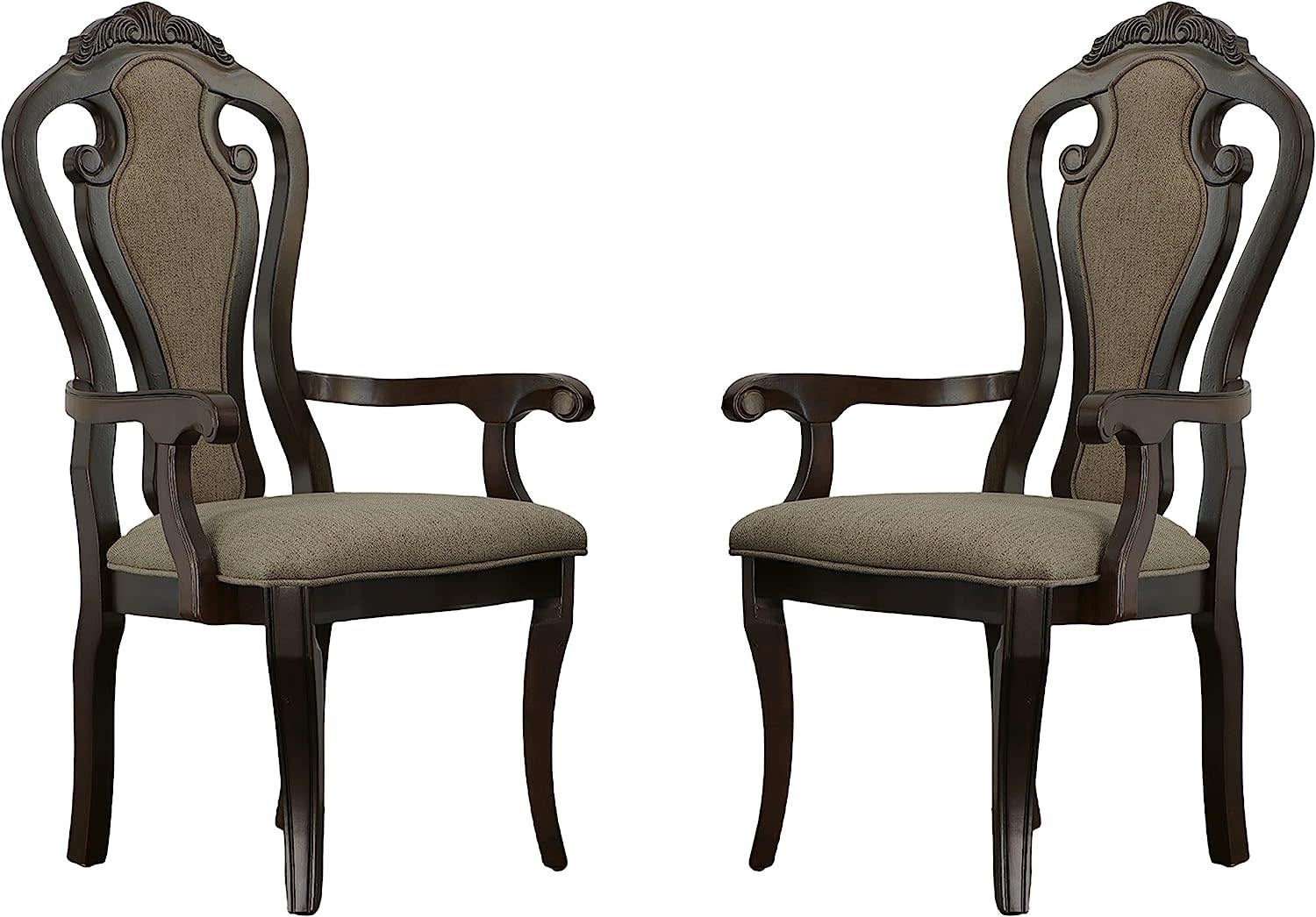 Benjara Benzara Fabric Upholstered Wooden Arm Chair Set Of Two