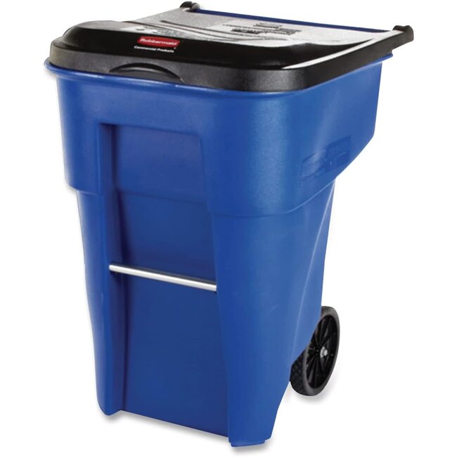 Rubbermaid Brute Rollout Large Mobile Container, 50 Gallon, Blue with Lid