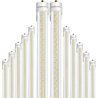 ONLYLUX 8Ft Led Bulbs, 48W 6500lm 5000K(12 Pack), 8 Foot Led Bulbs, T8 T12 Led Replacement Lights, FA8 Single Pin Clear Cover, Replace F96t12 Fluorescent Light Bulb