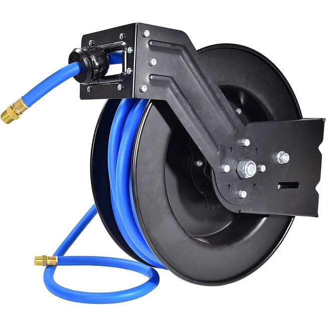 Retractable Air Hose Reel 1/2 in x 50 ft Wall Mount, EASYUSE 1/2 Inch