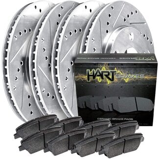 Hart Brakes Front Rear Brakes and Rotors Kit Front Rear Brake Pads Brake Rotors and Pads Ceramic Brake Pads and Rotors fits 2005-2021 Chrysler 300; Dodge Challenger, Charger, Magnum (Vented Rear