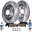 Detroit Axle - Front Drilled & Slotted Rotors + Brake Pads Replacement for Lexus RX350 RX450h NX200T NX300 Toyota Highlander Sienna - 6pc Set
