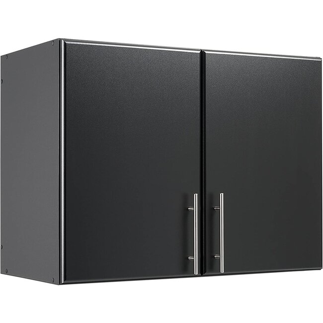 Prepac Elite 2 Door Stackable Wall Mounted Storage Cabinet, 16" D x 32" W x 24" H, Black