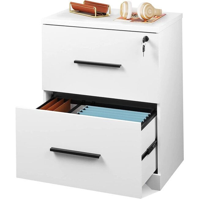 Devaise 2 Drawer Wood Lateral File Cabinet With Lock For Office Home White Amazing Bargains Usa Buffalo Ny