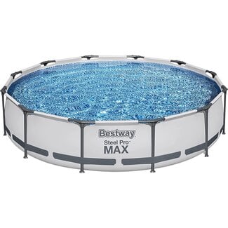 Bestway Steel Pro MAX 12 Foot x 30 Inch Round Metal Frame Above Ground Outdoor Backyard Swimming Pool Set with 330 GPH Filter Pump