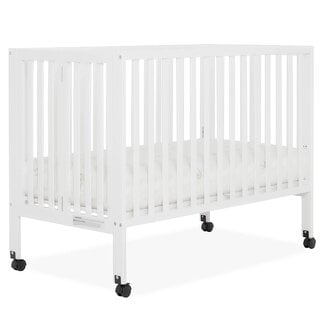 Dream On Me Quinn Full-Size Folding Crib In White, Removeable Wheels, Modern Nursey, Adjustable Mattress Support, Portable Crib, Patented Folding System
