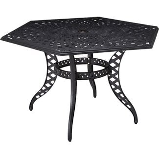Christopher Knight Home Cayman Outdoor Cast Aluminum Hexagonal Dining Table, Antique Matte Black