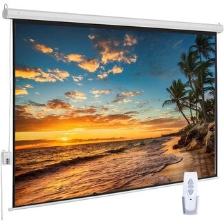 Auto Motorized Projector Screen with Remote Control, 120 inch, 4:3 Aspect Ratio, Wall/Ceiling Mounted Electric Movie Screen Wrinkle-Free, Great for Home Office Theater TV, Silver