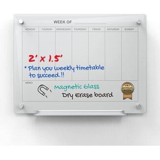 Audio-Visual Direct Magnetic White Glass Dry-Erase Board Set - 5' x 3.4' - Includes Magnets, Hardware & Marker Tray