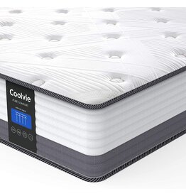 Queen Mattresses, Coolvie 10 Inch Queen Size Gel Memory Foam Hybrid Mattress, Individual Pocket Springs with Comfy Foam for Back Pain Relief & Cool Sleep, Bed in a Box