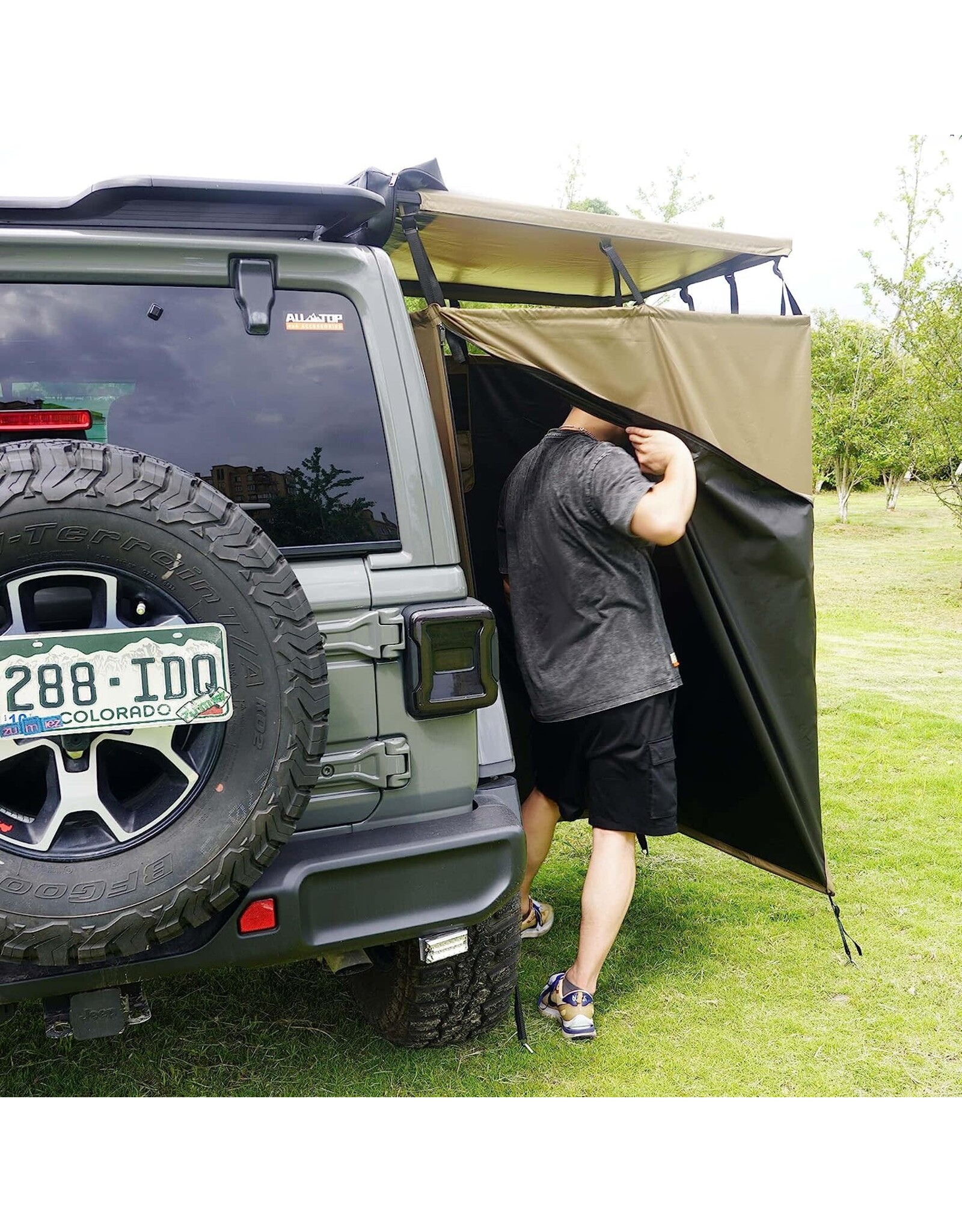 ALL-TOP Vehicle Awning 6.6'x8.2' Rooftop Pull-Out Retractable 4x4  Weather-Proof UV50+ Side Awning for Jeep/SUV/Truck/Van