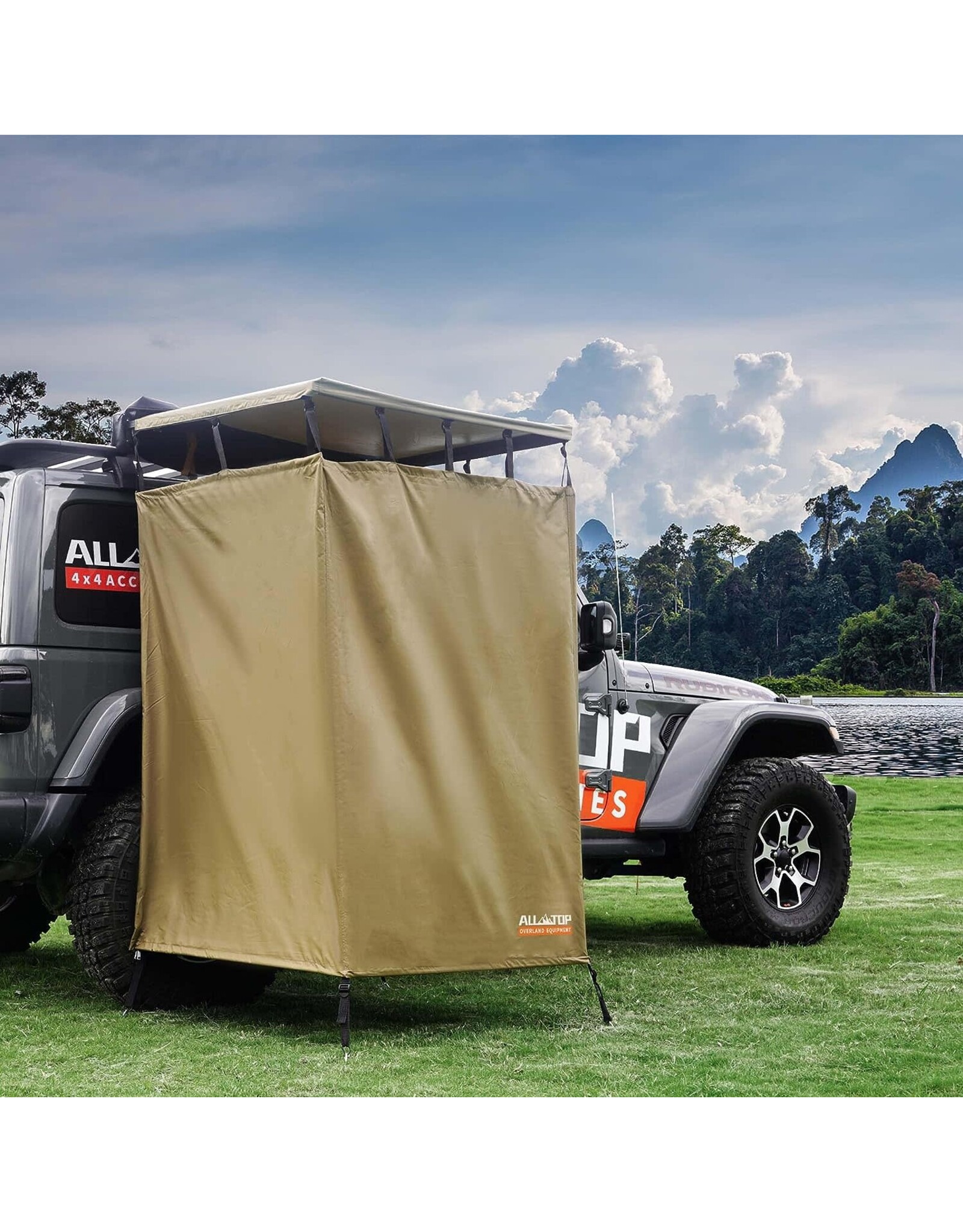 ALL-TOP Vehicle Awning 6.6'x8.2' Rooftop Pull-Out Retractable 4x4  Weather-Proof UV50+ Side Awning for Jeep/SUV/Truck/Van