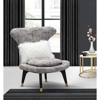 Iconic Home Chateau Accent Club Chair Two-Tone Textured Fabric Wingback Design with Gold Tipped Wood Legs Modern Contemporary, Brown