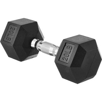 Amazon Basics Rubber Encased Exercise & Fitness Hex Dumbbell, Hand Weight for Strength Training, 20 Pounds, Black