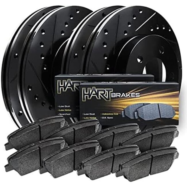 Hart Brakes Front Rear Brakes and Rotors Kit Front Rear Brake Pads