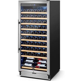 TYLZA 110 Bottles Wine Cooler, 24 Inch Wine Cooler Refrigerator Built in or Freestanding Wine Fridge with Upgraded Compressor, Low Noise Fast Cooling and Intelligent Temperature Memory