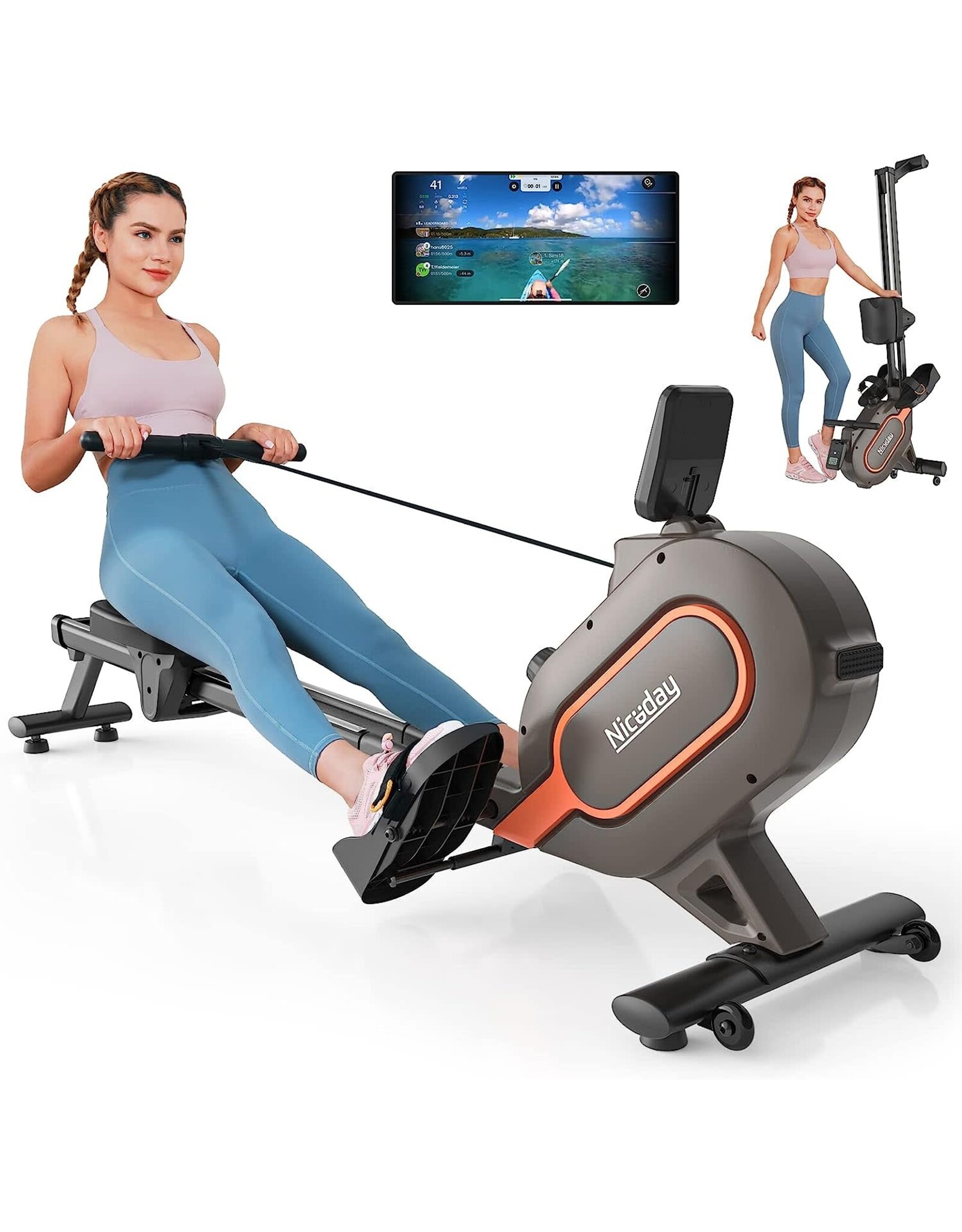 Niceday Rowing Machine, Magnetic Rowing Machine for Home Exercise, Rower with 350 LBS Loading Capacity and 16 Levels of Resistance, Smart Rower Machine with Bluetooth and APP - Amazing Bargains USA