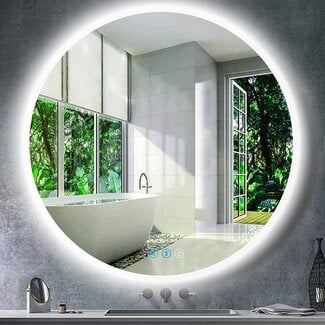 DIDIDADA 40 Inch Bathroom Round LED Mirror with Lights Backlit 40 Inch Round Bathroom Vanity Mirror for Wall Lighted Vanity Light up Mirror Antifog 3 Color Dimmable Large Circle Bathroom Smart Mirror