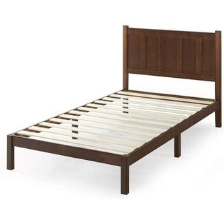 Zinus Adrian Wood Rustic Style Platform Bed with Headboard / No Box Spring Needed / Wood Slat Support, Twin