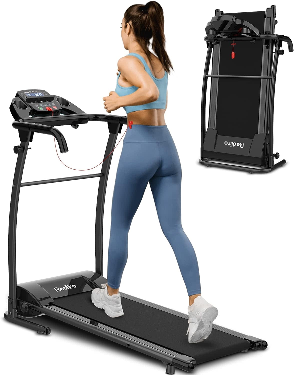 Redliro Electric Treadmill Foldable Exercise Walking Machince for Apartment Home Office Jogging Compact Folding Easy Assembly 12 Preset Program 2