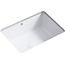 KINGWONG 18.3 x 13.78. Inch White Rectangle Vessel Sink for Bathrooms Small Morden Undermount Bathroom Sink Ceramic Porcelain Vanity Under Counter Basin sink with Overflow Overall Size 465mm x 350mm