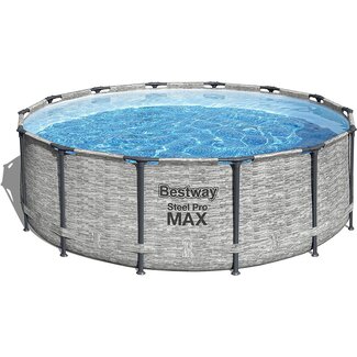 USA Ladder, Amazing Pool Inch NY Pump, Frame and Metal - Steel MAX Above Buffalo, Outdoor Filter Bargains x Round Swimming 1,000 14 48 Pro Gray Bestway Foot Cover, Set Ground - with