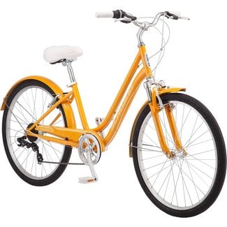 Schwinn Suburban Adult Classic Comfort Bike, Mens and Womens, 26-Inch Wheels, 7-Speed Drivetrain, 16-Inch Steel Frame, Alloy Linear Hand Brakes, Orange
