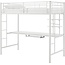 Walker Edison Timothee Urban Industrial Metal Double over Computer Desk Bunk Bed, Full Double, White