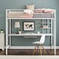 Walker Edison Timothee Urban Industrial Metal Double over Computer Desk Bunk Bed, Full Double, White