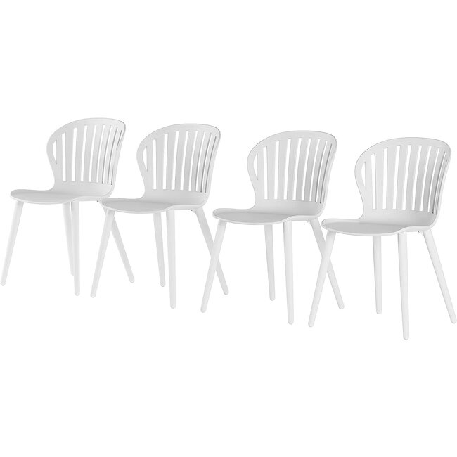 Amazonia | Ideal for Patio and Outdoors, White Beira 4-Piece Dining Chairs | Aluminum Legs and Resin Seat