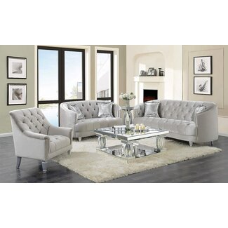 Coaster Furniture Living Room Set Grey and Silver 508461-S3