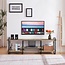 VECELO Industrial Television Stand for 65 Inch TV Entertainment Center/Media Console Table with Open Storage Shelves for Living Room/Bedroom,Grey