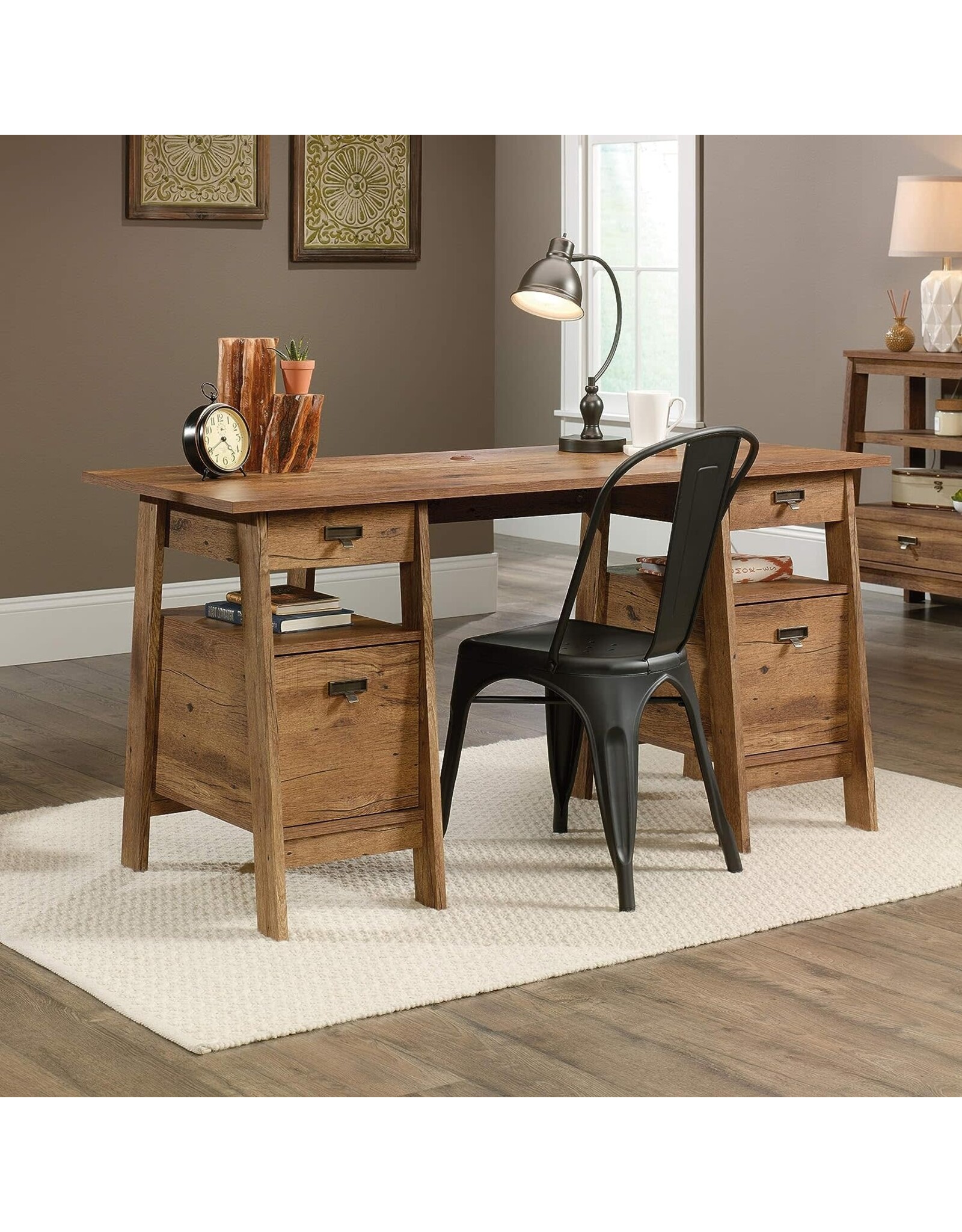 Sauder Trestle Executive Trestle Desk, Vintage Oak finish Amazing