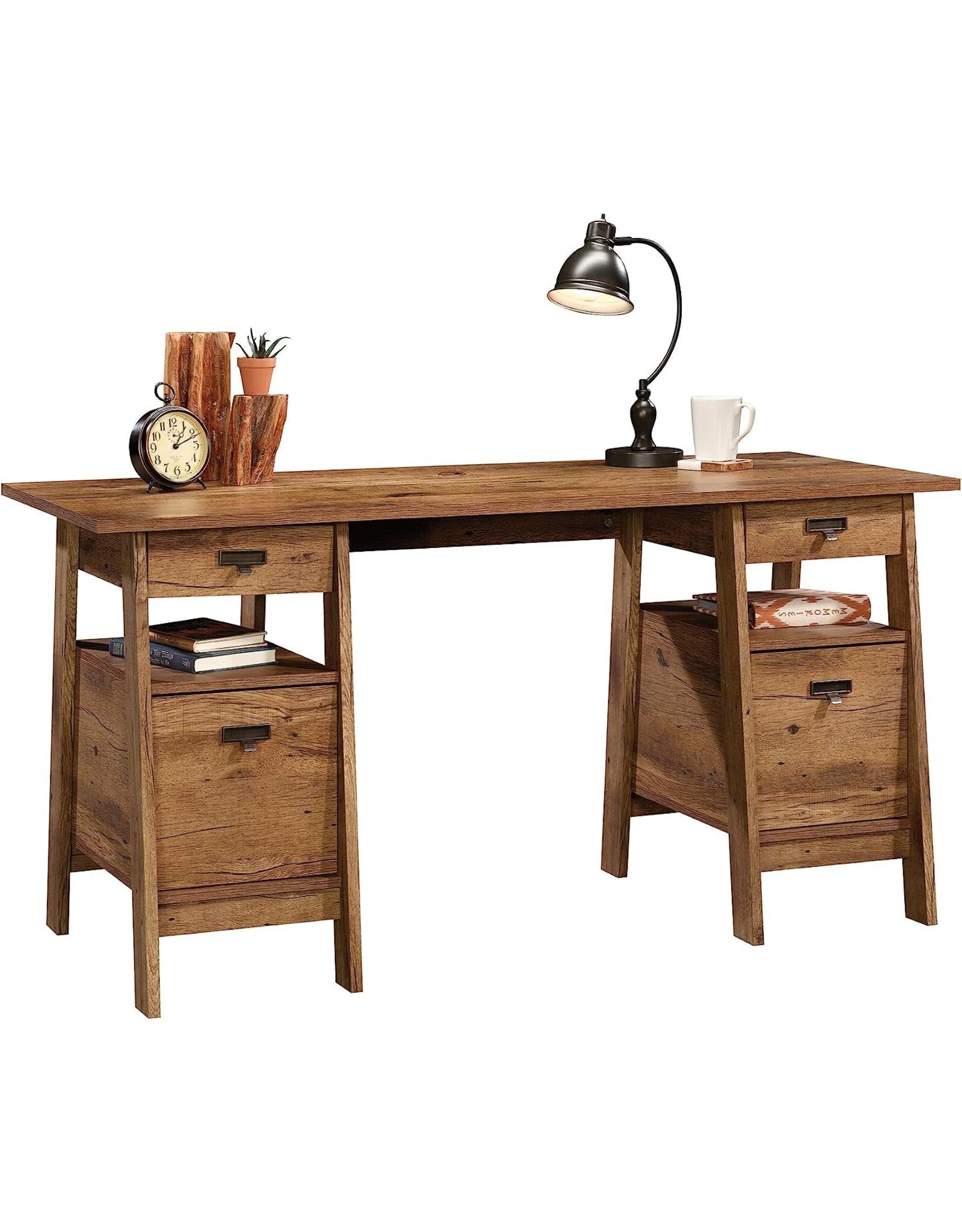 Sauder Trestle Executive Trestle Desk, Vintage Oak finish Amazing