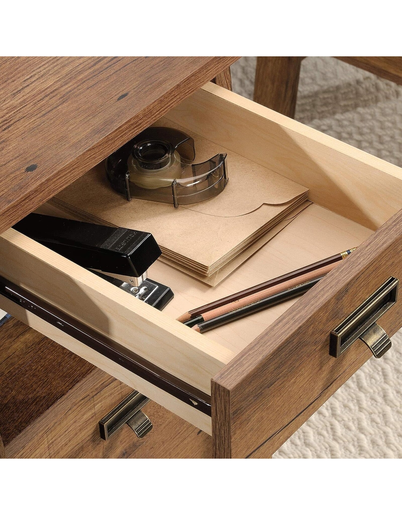 Sauder Trestle Executive Trestle Desk, Vintage Oak finish Amazing