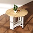 Kasshom Round Drop-Leaf Folding Dining Table, Multifunctional Convertible Dining Room Table for Kitchen/Farmhouse/Living Room, Space Saving Extendable Table with Storage Box and Wheels, Oak