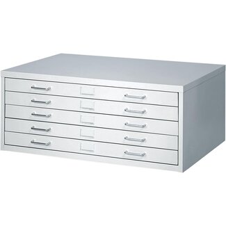 Safco Products 4969LG Facil Steel Flat File, 5 Drawer Metal Cabinet, Small (Optional Base Sold Separately), Light Gray