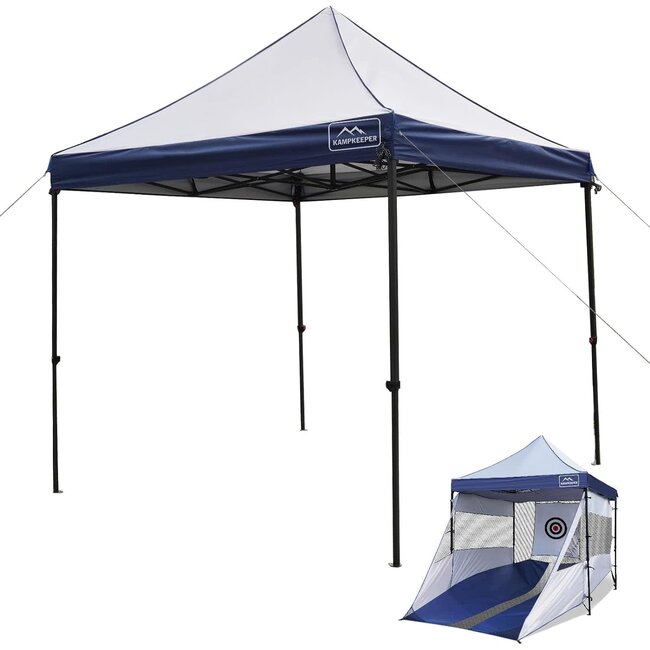 8 8 Pop Up Canopy Tent 2 in 1 Golf Practice Hitting Net Canopy