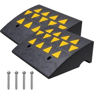 VEVOR Rubber Curb Ramp 2 Pack, 6" Rise Height Heavy-Duty 6800 lbs/3 T Capacity Threshold Ramps, Driveway Ramps with Stable Grid Structure for Cars, Wheelchairs, Bikes, Motorcycles