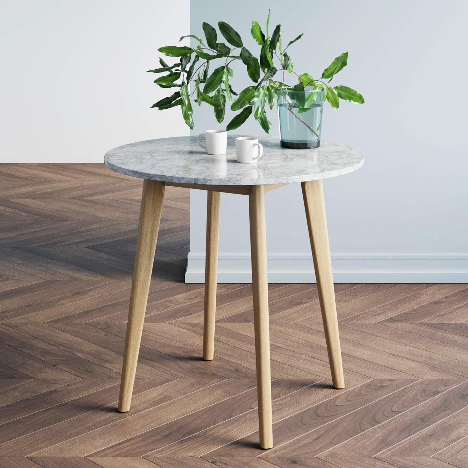 Nathan James Amalia Round Bistro Dining Table with Legs in Tan