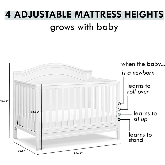 DaVinci Charlie 4in1 Convertible Crib in White, Greenguard Gold