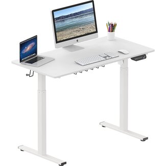 SHW Memory Preset Electric Height Adjustable Standing Desk, 48 x 24 Inches, White