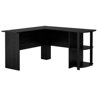 Ameriwood Home Dakota L-Shaped Desk with Bookshelves (Black Ebony Ash)