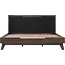 Armen Living Astoria King Platform Bed Frame in Oak with Black Faux Leather