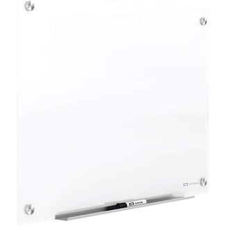 Quartet Magnetic Glass Dry Erase White Board, 4' x 4' Whiteboard, Frameless, Brilliance White High Contrast White Glass (G24848W)