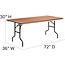 Flash Furniture Fielder 6-Foot Rectangular Wood Folding Banquet Table with Clear Coated Finished Top
