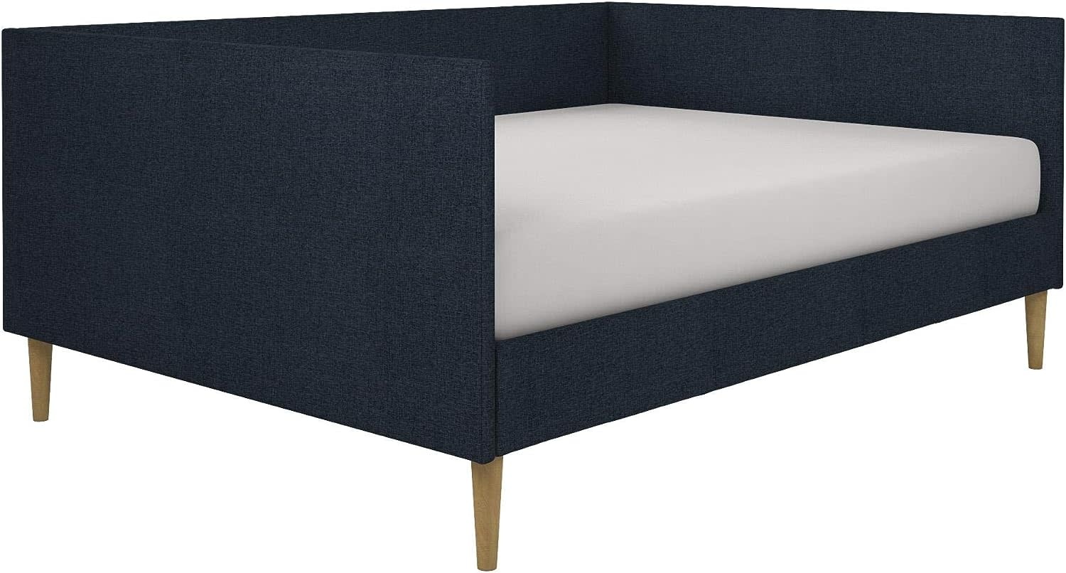 DHP Franklin Mid Century Upholstered, Full Size, Navy Linen Daybed