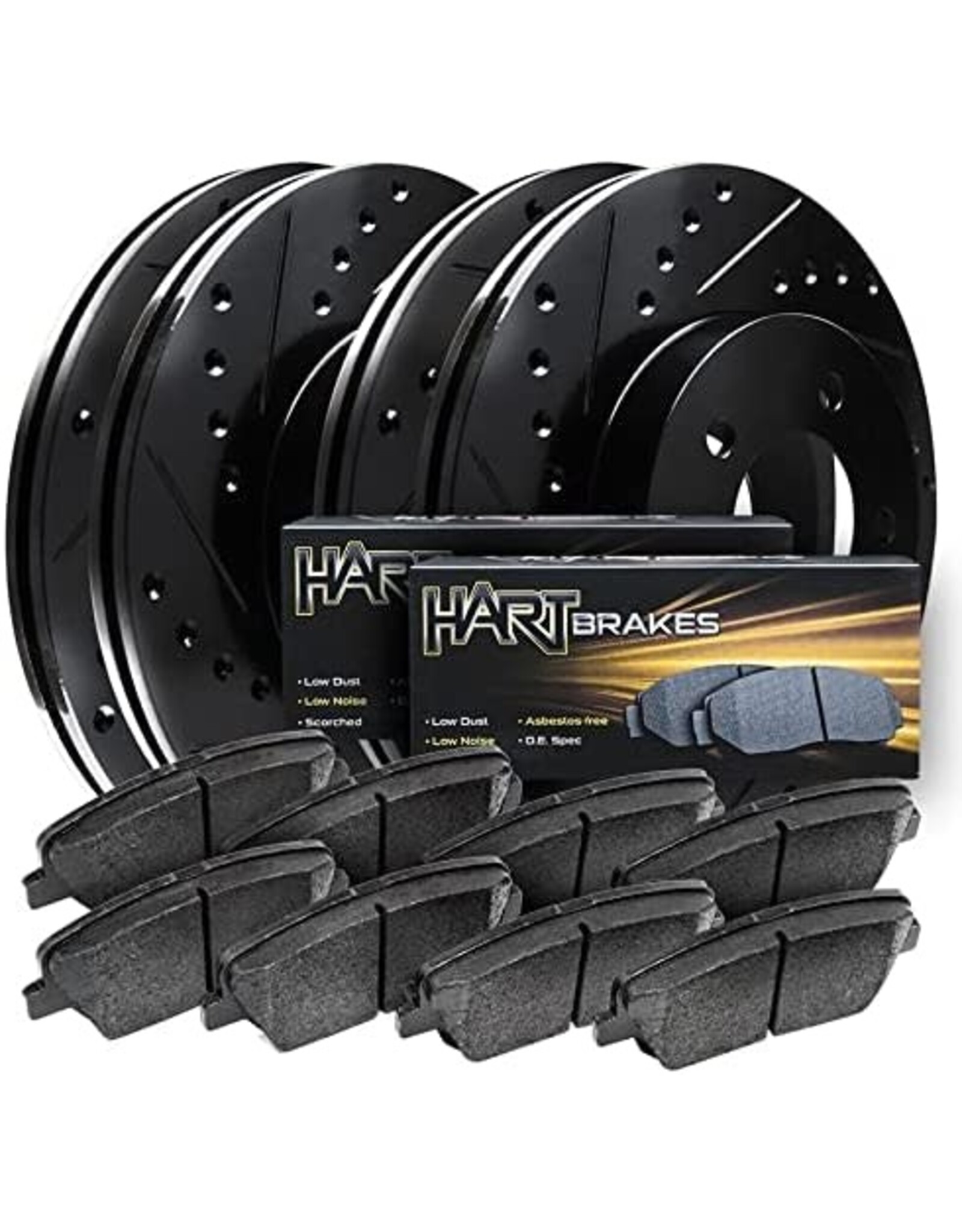 Hart Brakes Front Rear Brakes and Rotors Kit |Front Rear Brake Pads| Brake  Rotors and Pads| Heavy Duty Brake Pads and Rotors |fits 2006-2018 Chrysler 