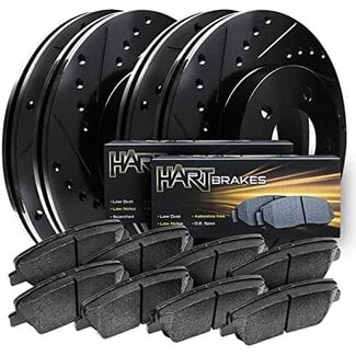 Hart Brakes Front Rear Brakes and Rotors Kit |Front Rear Brake Pads| Brake Rotors and Pads| Heavy Duty Brake Pads and Rotors |fits 2006-2018 Chrysler Aspen; Dodge Durango, Ram 1500; Ram 1500